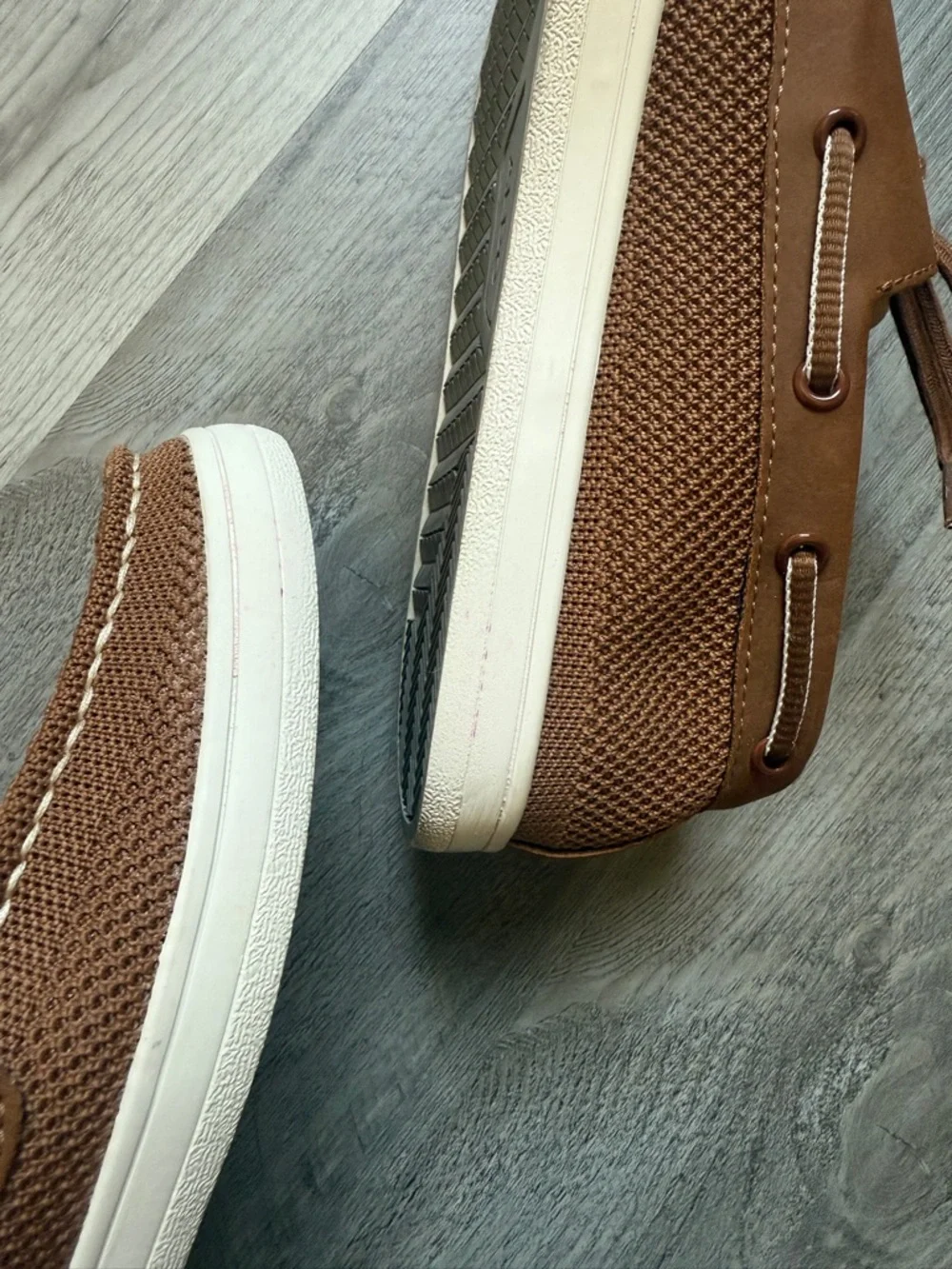 ALDO Men’s Brown White Knit Boat Shoes 8 Comfy Coastal